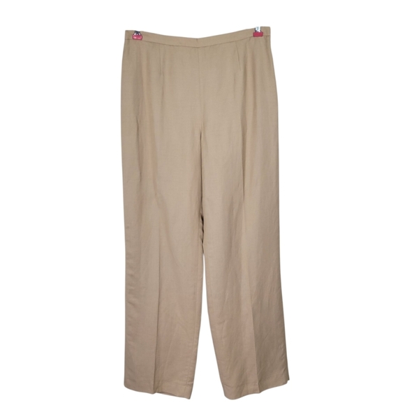 Kasper 3 Piece Pant Suit Size 10 White Khaki Embrodered Blazer Linen Blend New - Picture 9 of 14